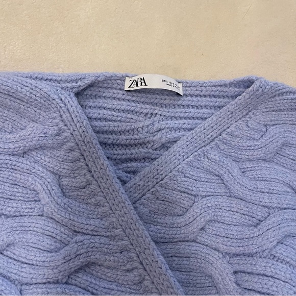 Zara Lilac Knit Chunky Sweater Cardigan - Picture 4 of 4
